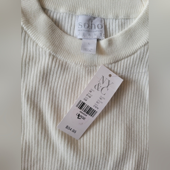 Soho New York Co. White Black Strippwd Ribbed Sweater Large Winter Comfy - Picture 5 of 5